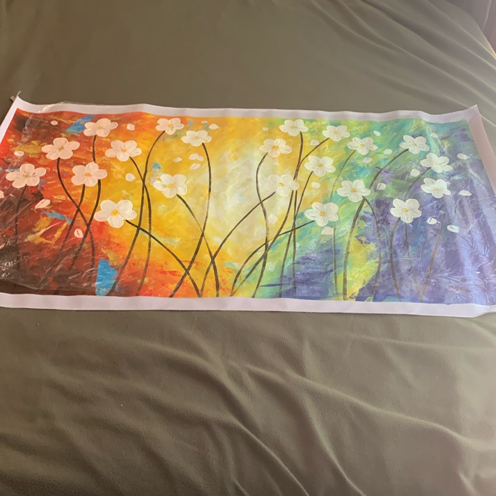 Beautiful floral original oil painting. Approx 48 1/2” x 24 1/2”. - Picture 1 of 4